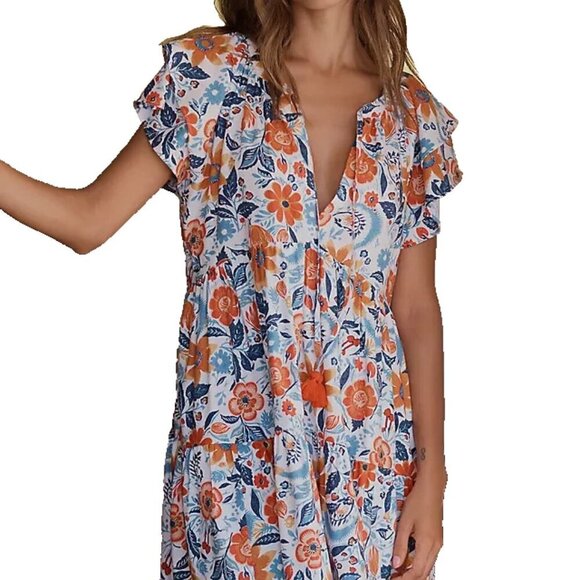 Anthropologie Dresses & Skirts - Anthropologie Flannel Pajama Dress Women Size 5 Real Fun, Wow Floral Tiered